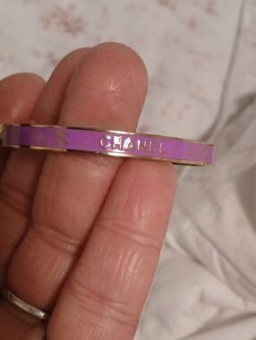Purple Enamel Gold-Tone Logo Bangle